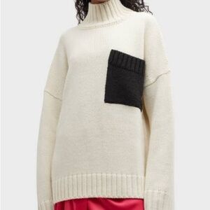 JW Anderson Cream Turtleneck Sweater with Black Pocket